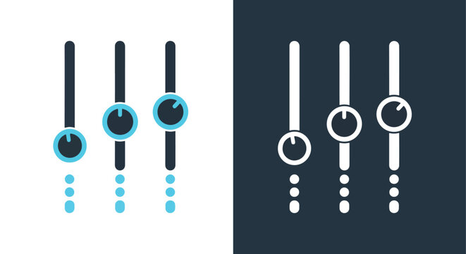 Audio mixer faders vector icon - Minimalist, flat icon, outline, glyph, linear, clipart, sticker - icon set