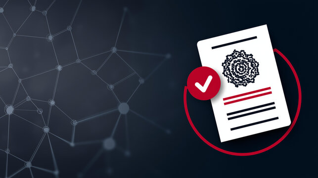 Document authenticity check icon and compliance concept design, verification and approval symbol, professional trust visualization, with copy space