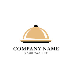 Fototapeta premium Golden Cloche Dome Restaurant Logo Design Element.