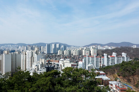 Scenic View of Eunpyeong District from Bukhansan Mountain