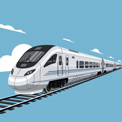 Fototapeta premium Modern High Speed Passenger Train Traveling on Railway Tracks