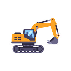 Excavator icon, flat construction machine illustration  © point of BORT