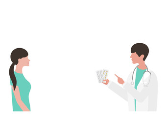 Obraz premium 女性に薬の説明をする医師のベクターイラスト素材