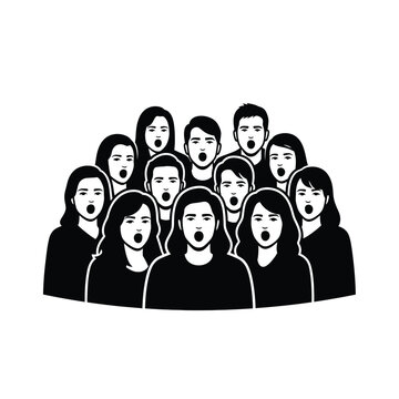 Illustration of a Diverse Choir Singing Together in Harmony.