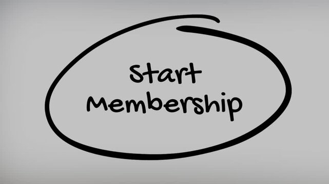 Start Membership Hand Writing Text on Glass Screen