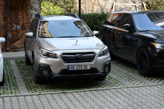  April 2, 2026, Tbilisi, Georgia Subaru Outback parked in urban parking lot