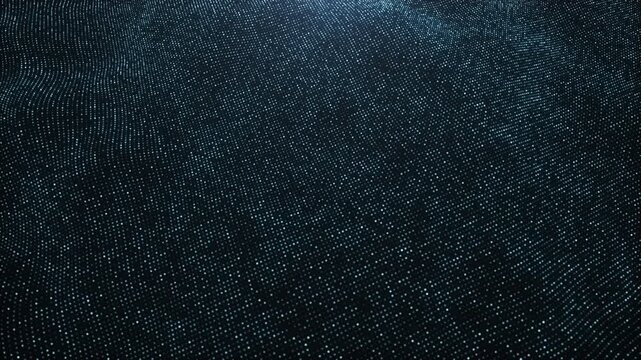 Dark dotted surface forming abstract digital wave, seamless loop animation of flowing points, futuristic technology background, minimal elegant motion