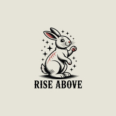 Fototapeta premium Cute Rabbit Rise Above Motivational Illustration