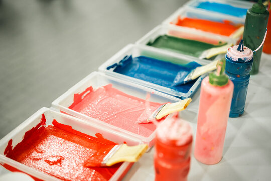 Screen printing ink paint tray squeegee color workshop equipment dye textile