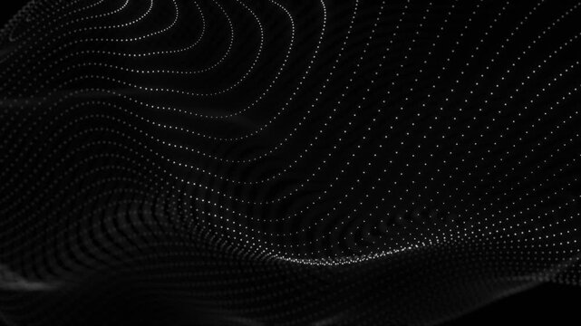 White dotted wave forming abstract digital surface, seamless loop animation of flowing points, minimal futuristic background, elegant motion