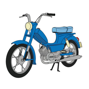 Modern Blue Motorcycle Scooter in a Bright Studio Setting