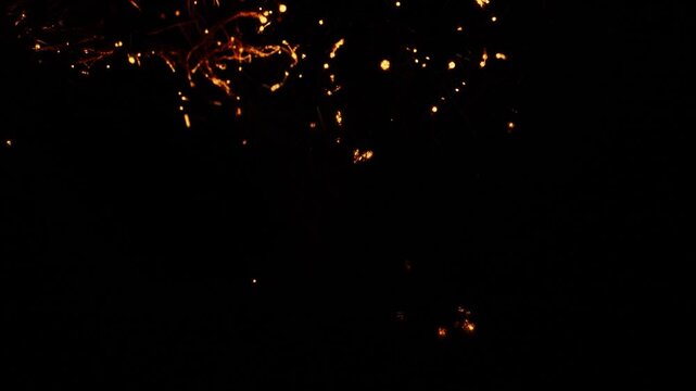 4k Slow motion shot of burning steel wool for cool transition, background and fire effects 