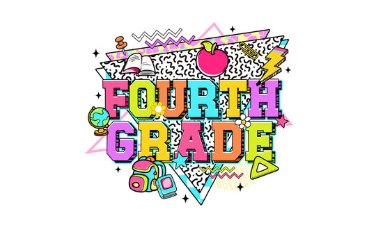Bright Fourth Grade School Day Celebration Sublimation Design