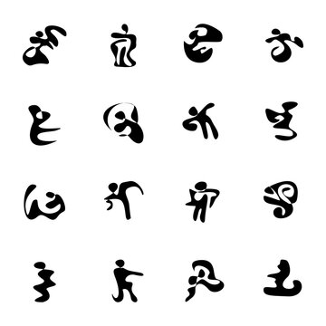 Minimalist Organic Solid Shape Icon Set: 16 Unique Vector Symbols