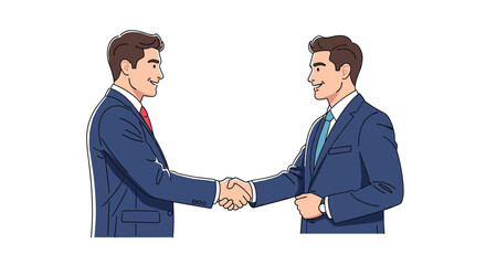 Fototapeta premium Professional businessmen in dark suits shaking hands against white background representing successful deal or partnership.