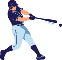 Obraz premium Baseball player swings a wooden bat to hit a ball during a professional game in this flat vector illustration.