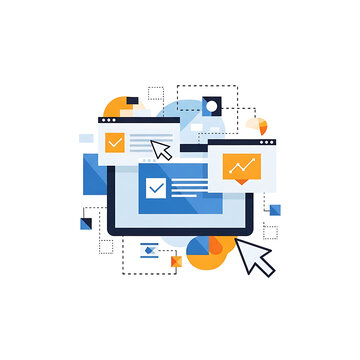 Computer screen with web design elements.
