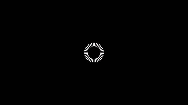 Minimalist white loading spinner rotating on black background, for ui ux, and web development progress