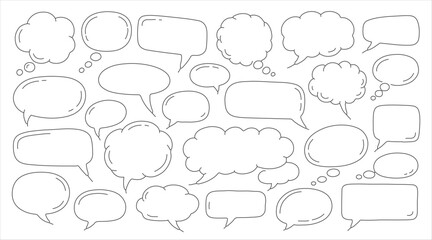 Fototapeta premium Collection of hand drawn speech bubbles and conversation clouds for design projects