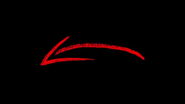 hand drawn red arrow brush painted sketch doodle animation,
vector illustration of an abstract red arrow on black background. red mark highlight arrowhead direction animation 
