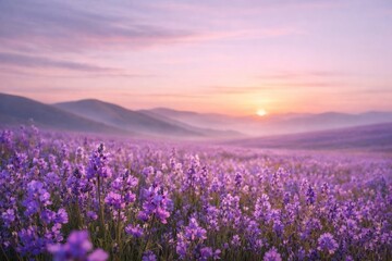 Obraz premium Lavender field sunset tranquility
