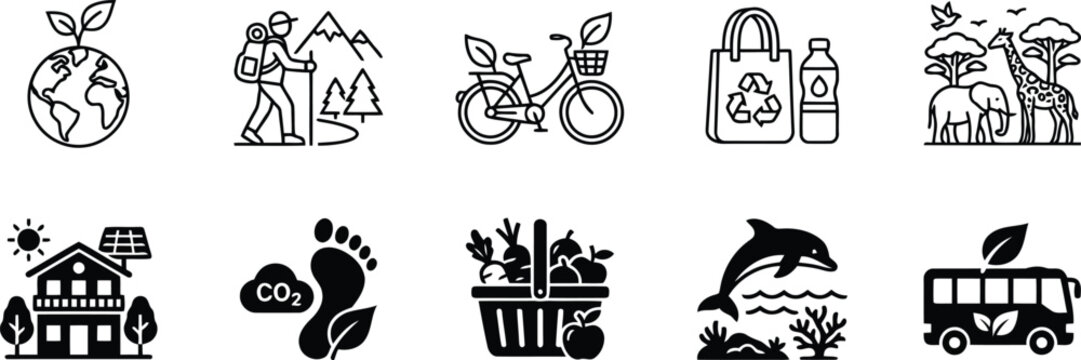 Set of ecofriendly and environmental protection icons