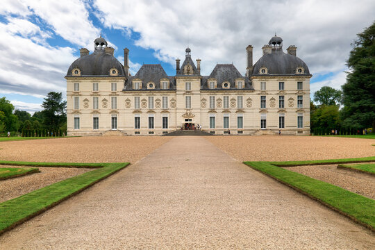 Visit to Chateau de Cheverny in France on a cloudy day