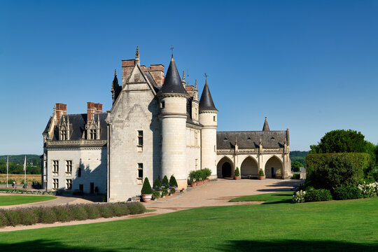 Chateau d'Amboise stands in the sun at Amboise in France