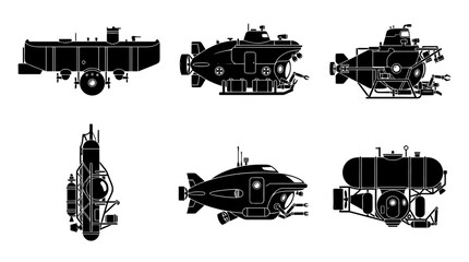 Obraz premium bathyscaphe silhouette vector set