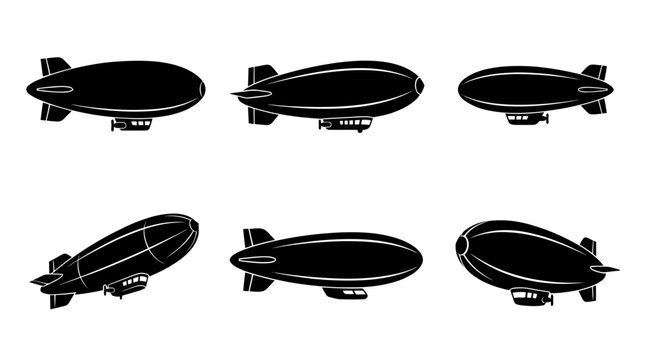 blimp silhouette vector set