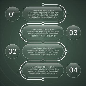 Modern glassmorphism vertical infographic timeline template with four steps