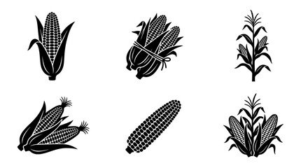 Obraz premium corn silhouette vector set