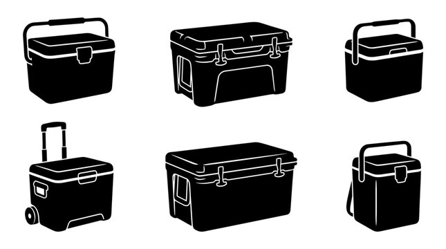 cooler box silhouette vector set