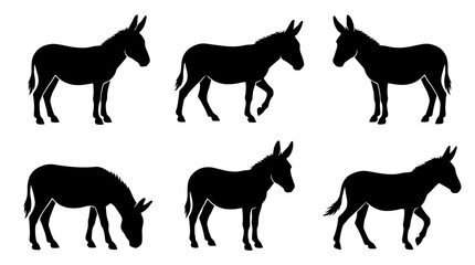 Obraz premium donkey silhouette vector set