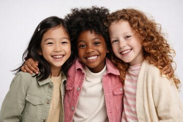 Obraz premium Joyful diverse children smiling