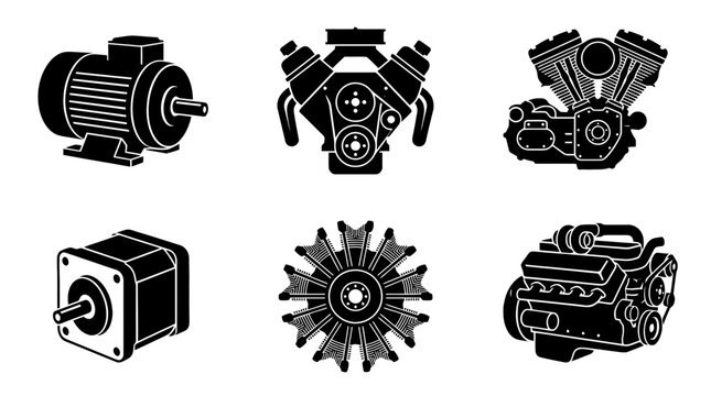 motor silhouette vector set