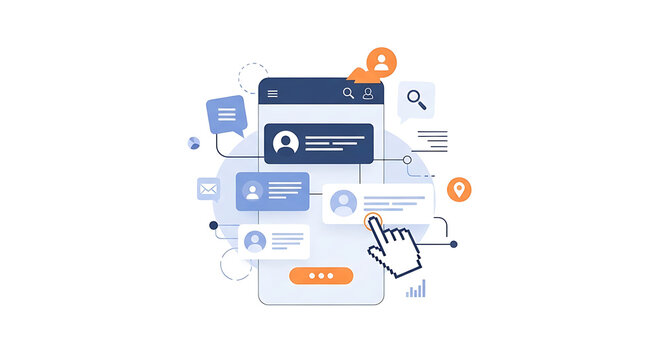 Flat design email marketing and communication icons set