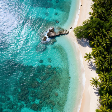tropical island with palm trees