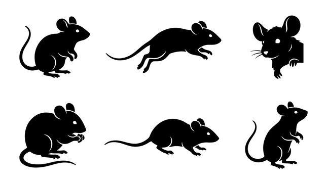 mouse silhouette vector set