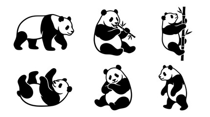 Obraz premium panda silhouette vector set