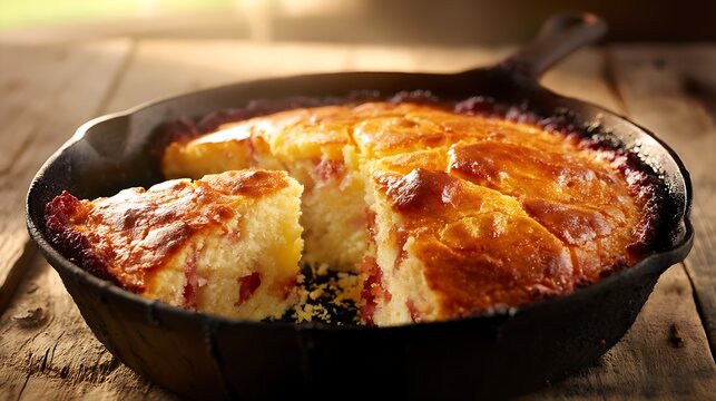 Fatback Cornbread in Cast Iron Skillet