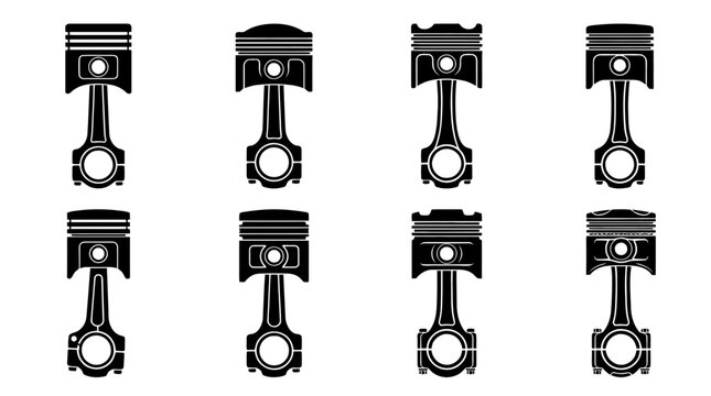 piston silhouette vector set