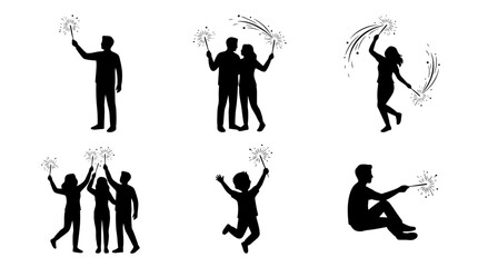 Obraz premium sparkler silhouette vector set