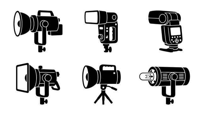 strobe light silhouette vector set