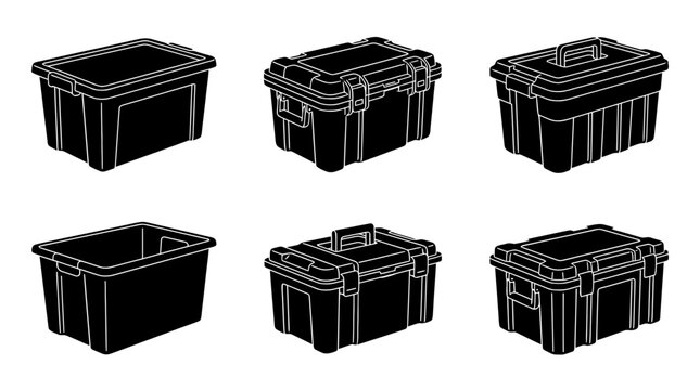 tote box silhouette vector set
