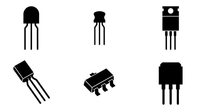 transistor silhouette vector set
