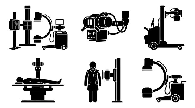 xray machine silhouette vector set