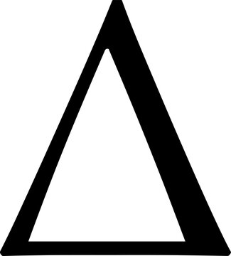 Black equilateral triangle shape isolated on transparent background