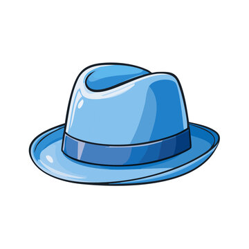 Stylish Blue Fedor Hat with a Glossy Finish and Contrasting Band