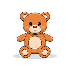 Obraz premium Adorable brown cartoon teddy bear sitting and smiling with rosy cheeks a classic toy character